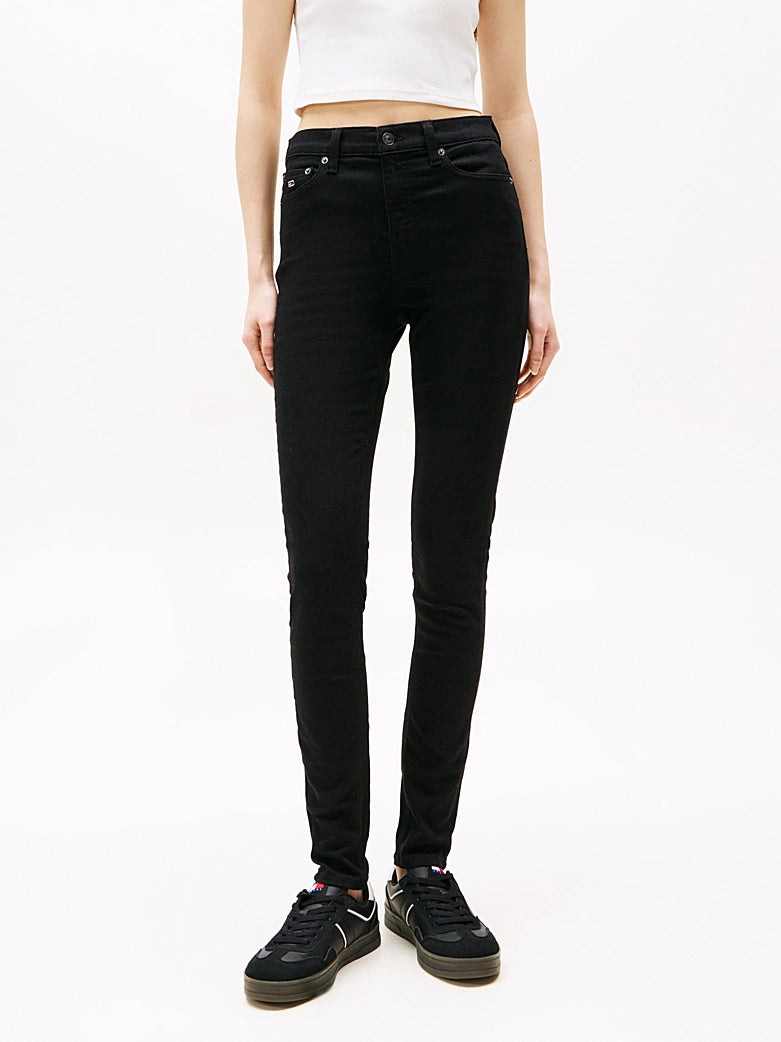Tommy Jeans Nora Mid Rise Skinny Jeans denim black - tmavomodrá