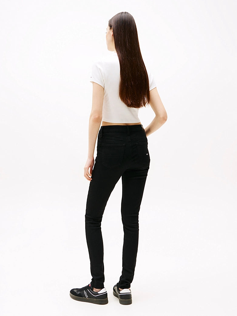 Tommy Jeans Nora Mid Rise Skinny Jeans denim black - tmavomodrá