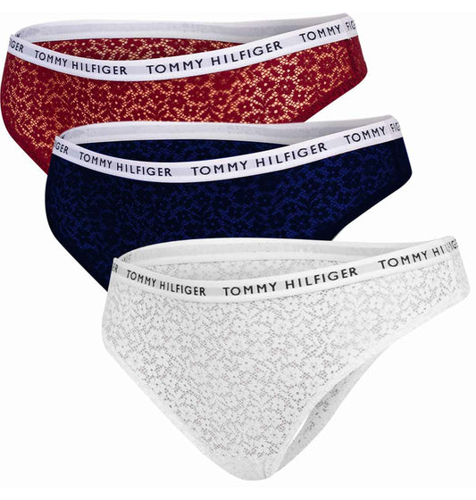 Tommy Hilfiger dámske tangáče 3ks- FULL LACE THONG UW0UW04514 0WE