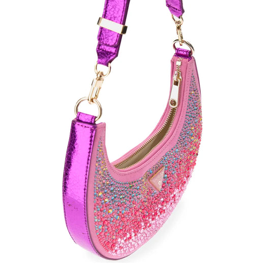 Guess Crystal Shoulder Bag- ružová