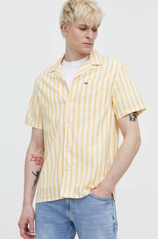 Tommy Jeans- košela s prímesou ľanu