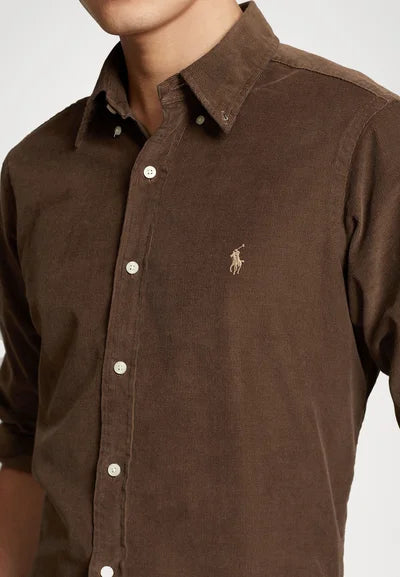 Pánska košeľa Polo Ralph Lauren SLBDPPCS-LONG SLEEVE-SPORT SHIRT - chocolate mousse