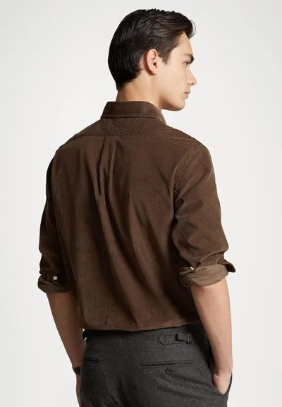 Pánska košeľa Polo Ralph Lauren SLBDPPCS-LONG SLEEVE-SPORT SHIRT - chocolate mousse